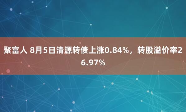 聚富人 8月5日清源转债上涨0.84%，转股溢价率26.97%